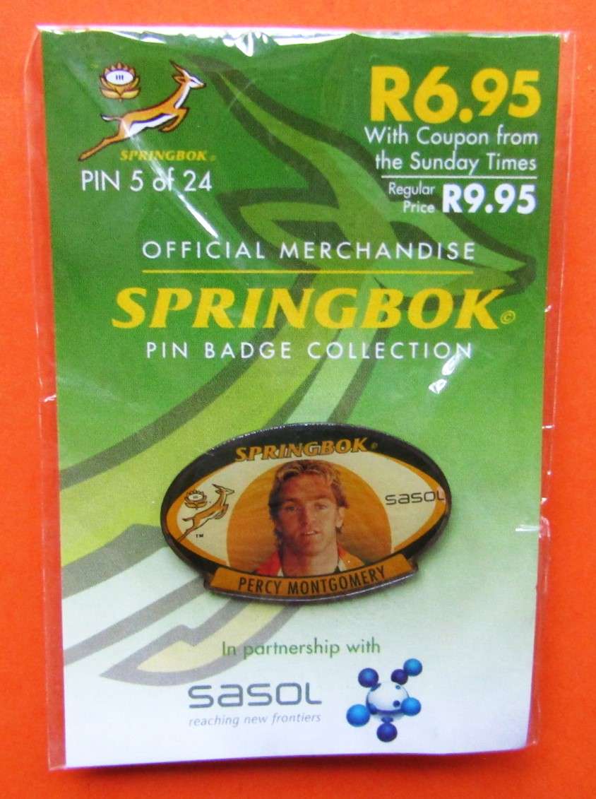 Percy Montgomery Springbok Rugby Pin Badge
