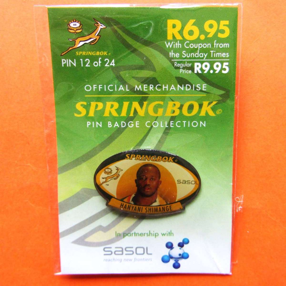 Hanyani Shimange Springbok Rugby Pin Badge