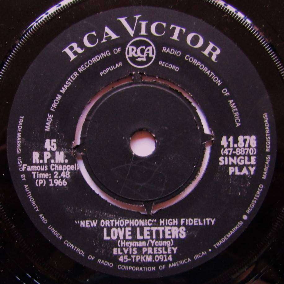 Elvis Presley  Love Letters - Vinyl 7 Single Record (1966)