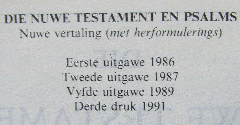 1991 SA Police White Afrikaans Pocket Bible
