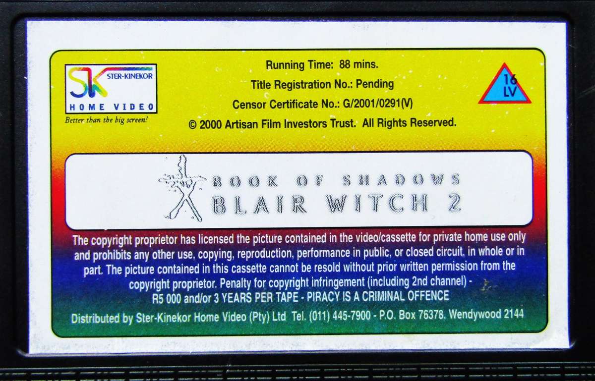 Book of Shadows: Blair Witch 2 - Horror Movie VHS Tape (2001)