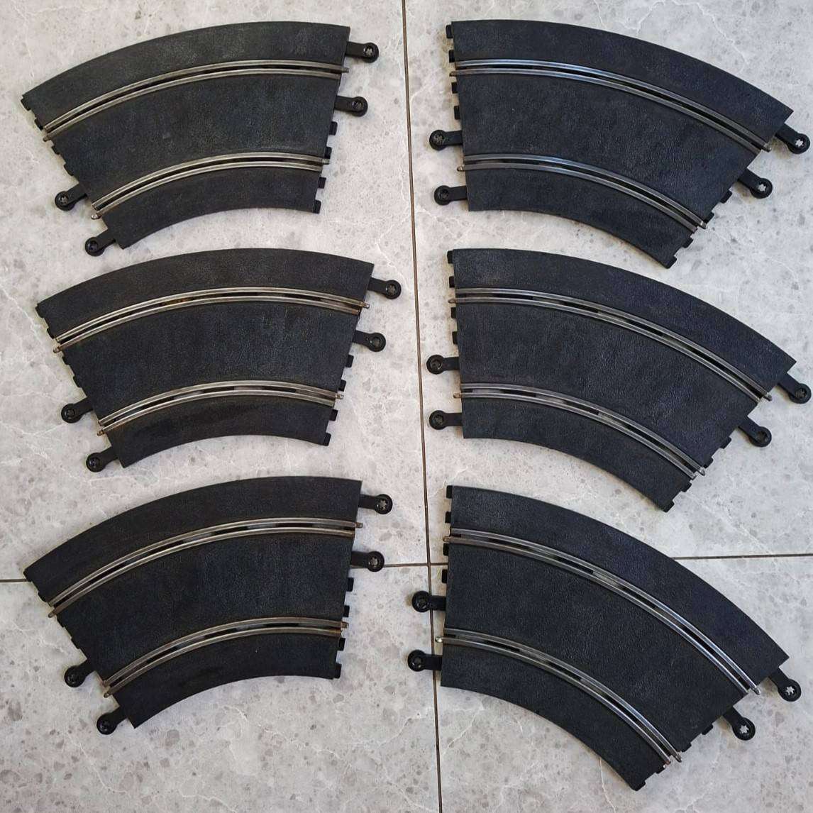 6 Vintage Hornby Slot Car Tracks - Made in England