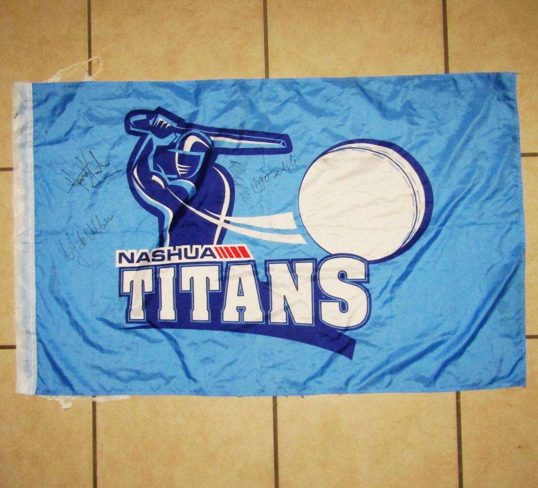 Old Titans Cricket Flag with 4 Signatures