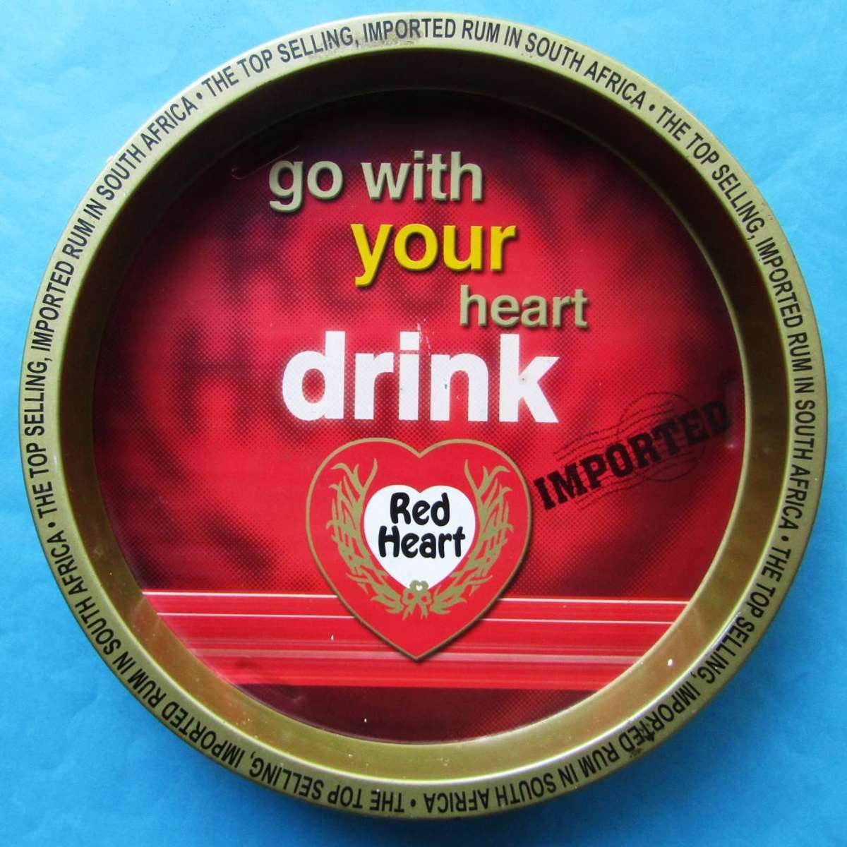 Old Red Heart Rum Metal Bar Tray