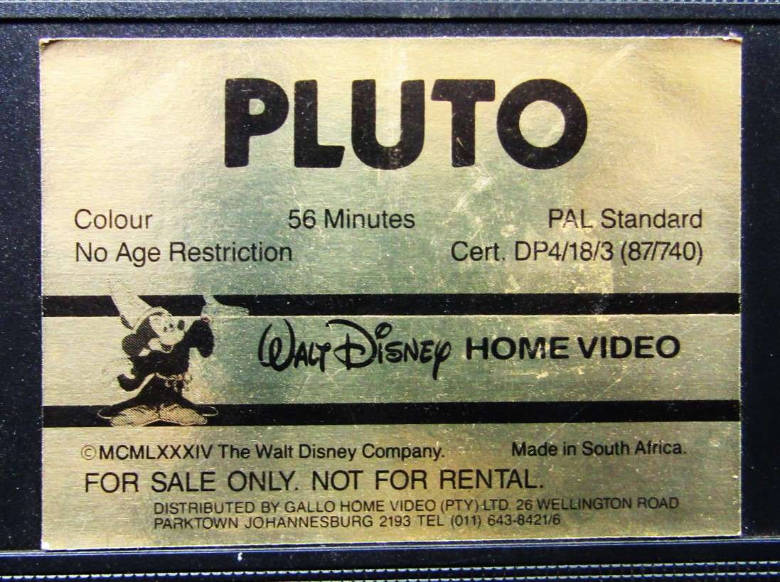 Pluto - Walt Disney Gold Edition - VHS Video Tape (1987)