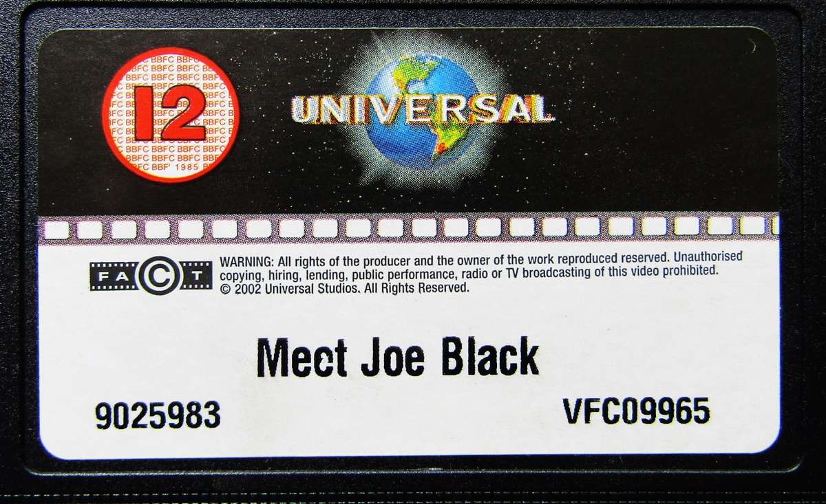 Meet Joe Black - Brad Pitt - Movie VHS Tape (2001)