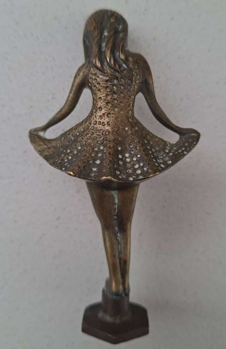 Old Solid Brass Girl in Dress Figure