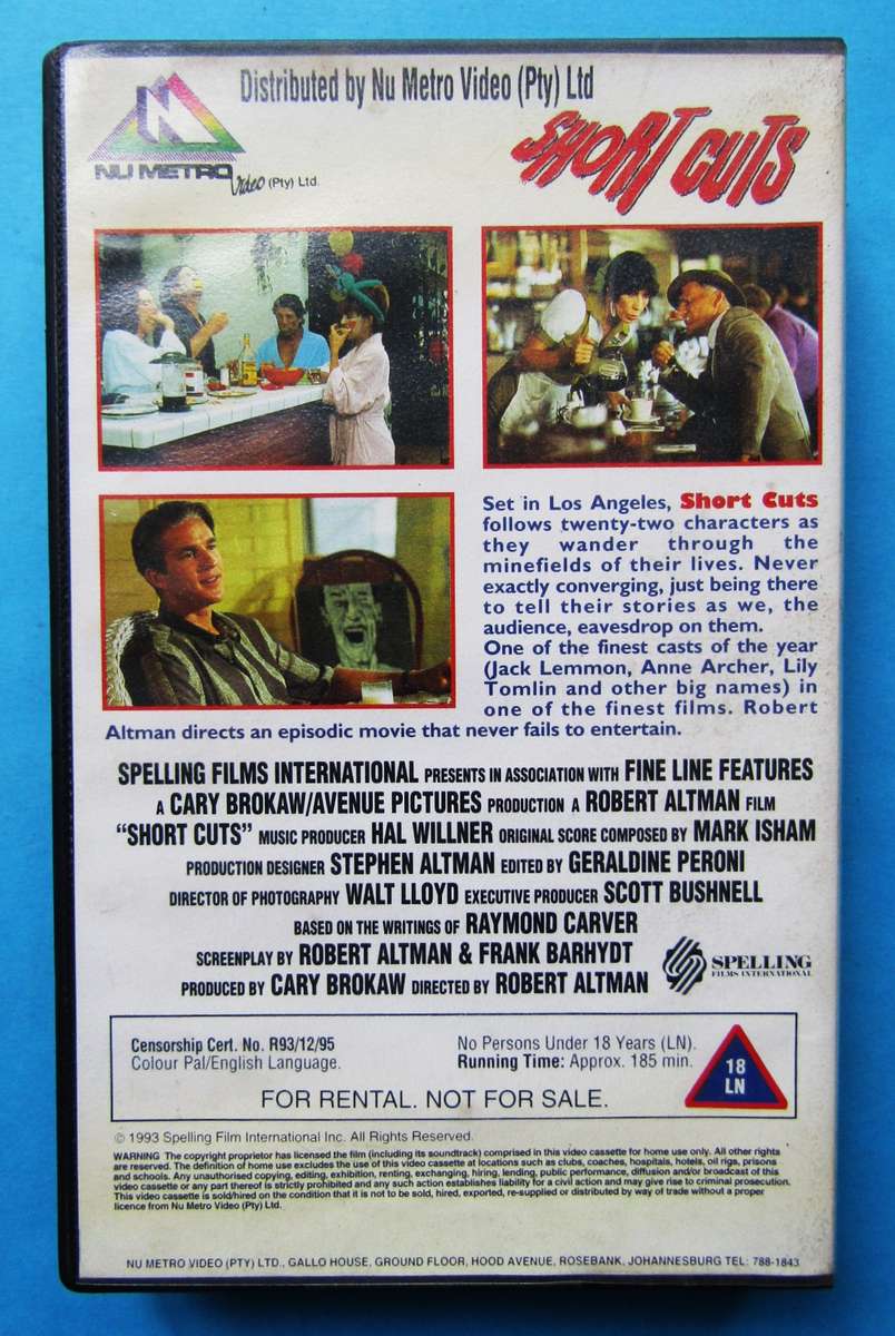 Short Cuts - Dark Comedy Movie VHS Tape (1993)