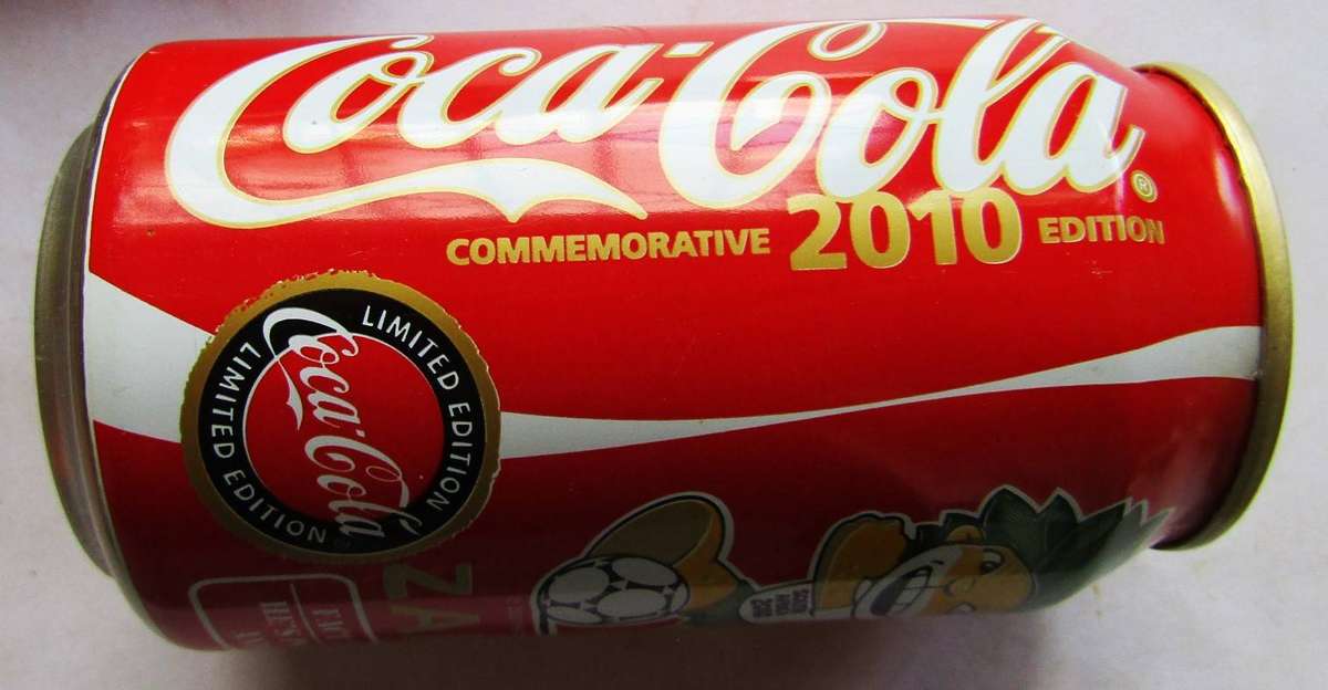 Set of 6 Coca Cola 2010 World Cup Mascot 330ml Coke Cans (Empty)
