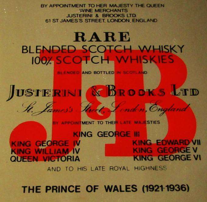 Old J & B Whisky Advertising Bar Mirror
