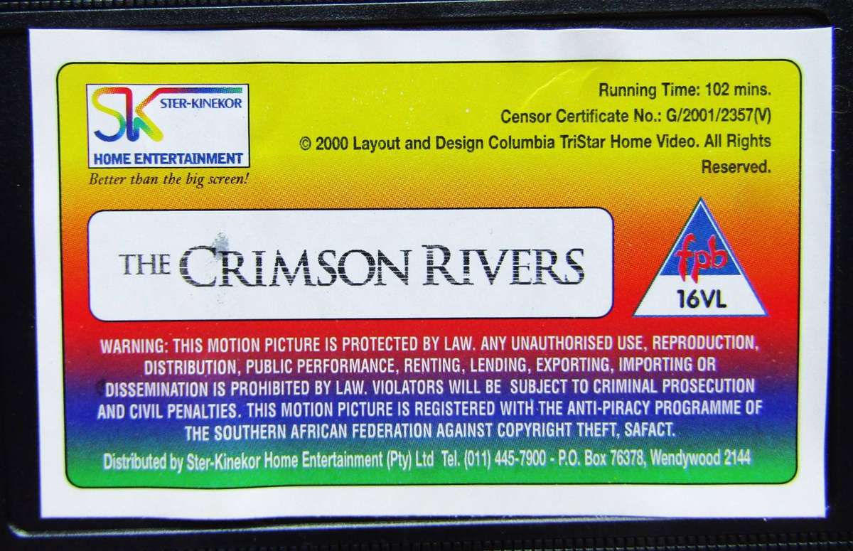 The Crimson Rivers - Movie VHS Tape (2000)