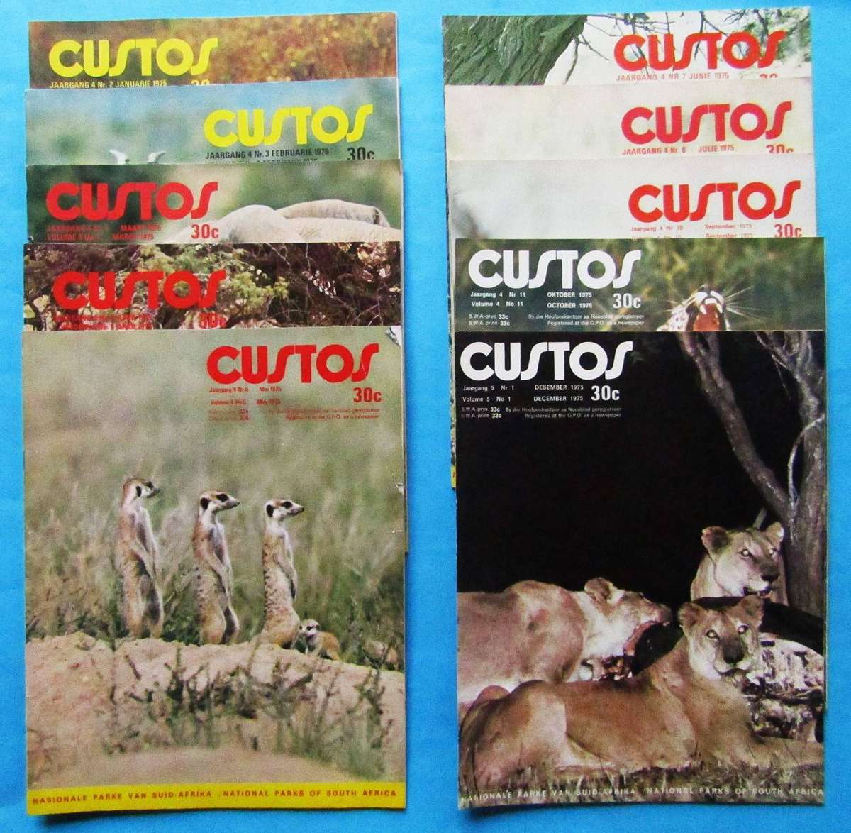 10 Custos National Parks Board Magazines from 1975