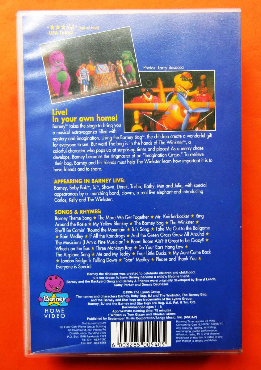 Barney Live! in New York City - VHS Video Tape (1994)