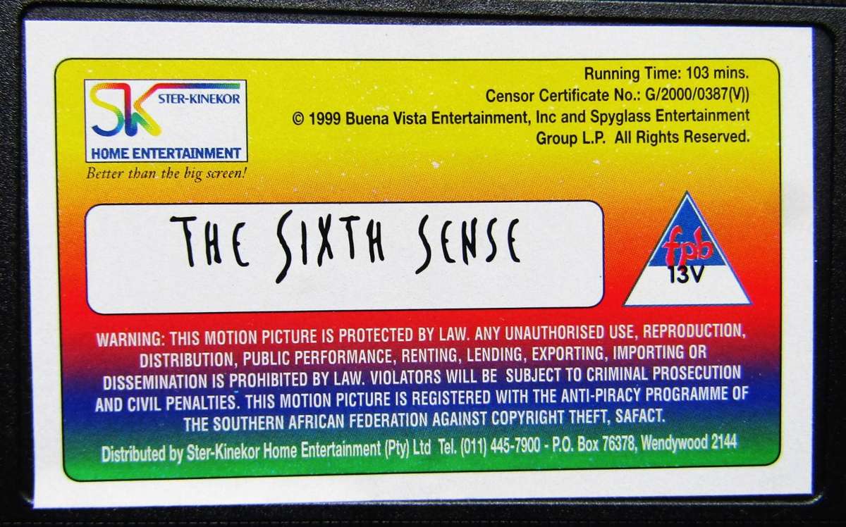 The Sixth Sense - Movie VHS Tape (1999)
