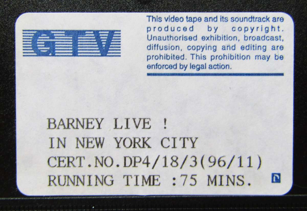 Barney Live! in New York City - VHS Video Tape (1994)