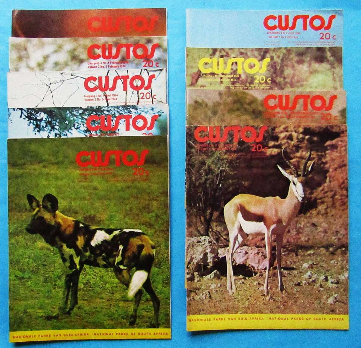 9 Custos National Parks Board Magazines from 1974