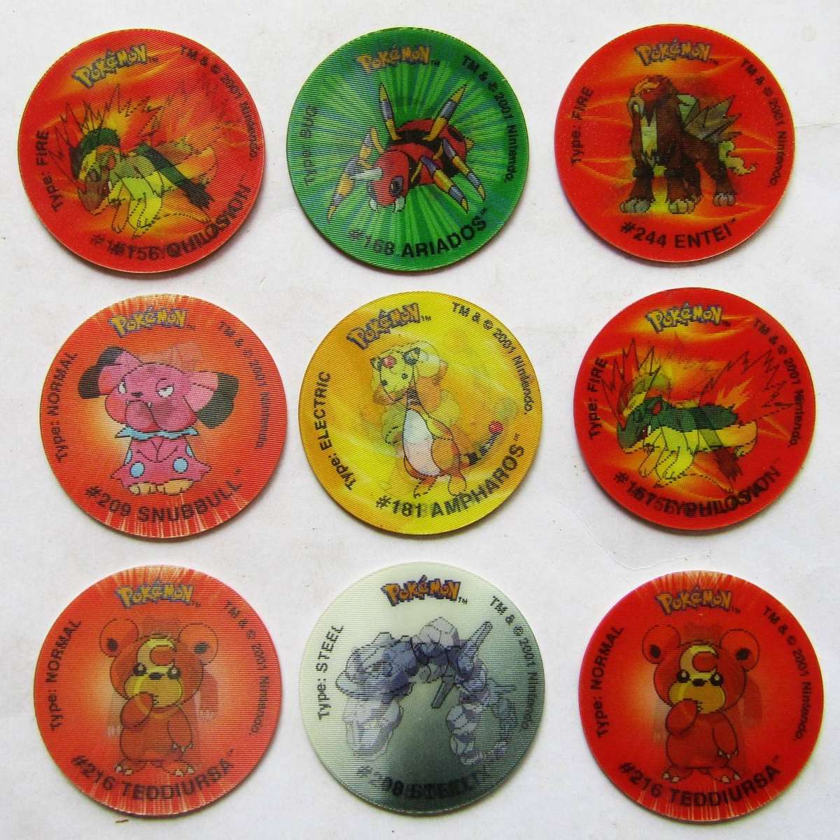 Lot of 9 Pokemon WJ 3D Tazos by Simba