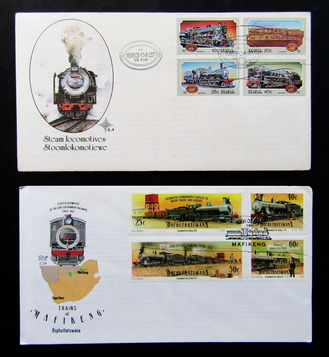 2 Old SAR Railways FDC Covers