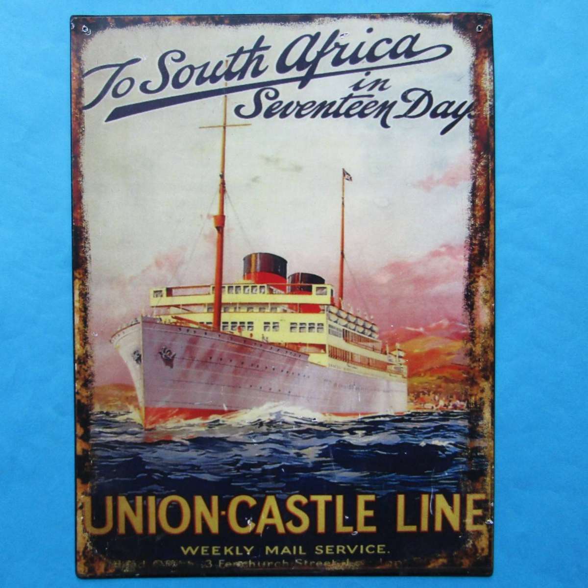 Old Union Castle Shipping Line Metal Sign