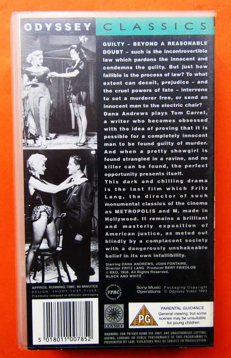 Beyond a Reasonable Doubt - Film Noir Movie VHS Tape (1993)