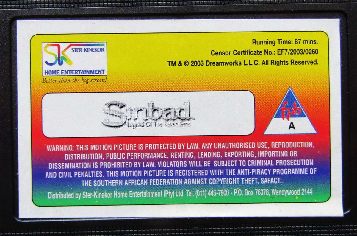 Sinbad - Legend of the Seven Seas - Movie VHS Tape (2003)