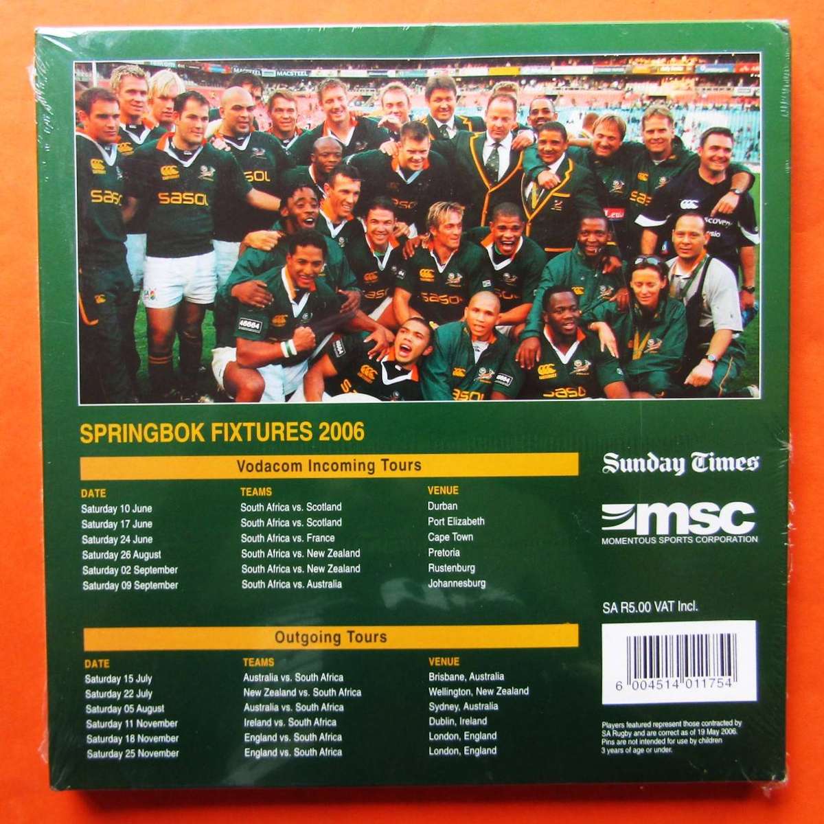 2006 Springbok Rugby Pin Badge Collection Album