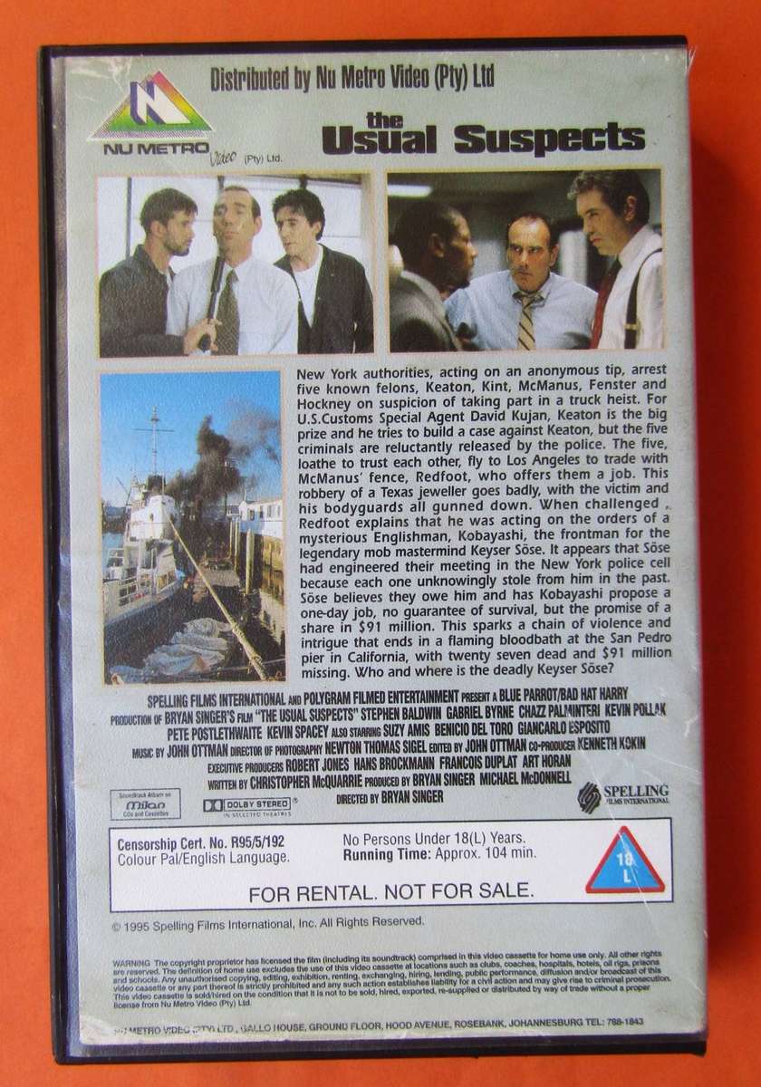 The Usual Suspects - Kevin Spacey - Movie VHS Tape (1995)