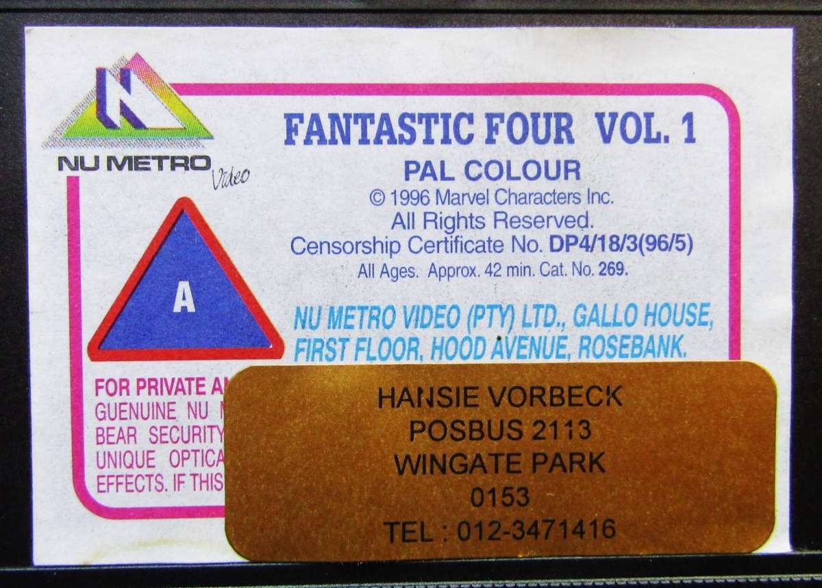 Fantastic Four - Volume 1 - Marvel VHS Video Tape (1996)