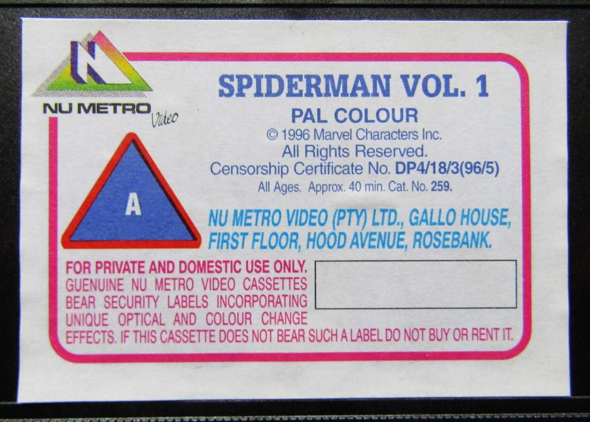 Spiderman - The Insidious Six - VHS Video Tape (1996)