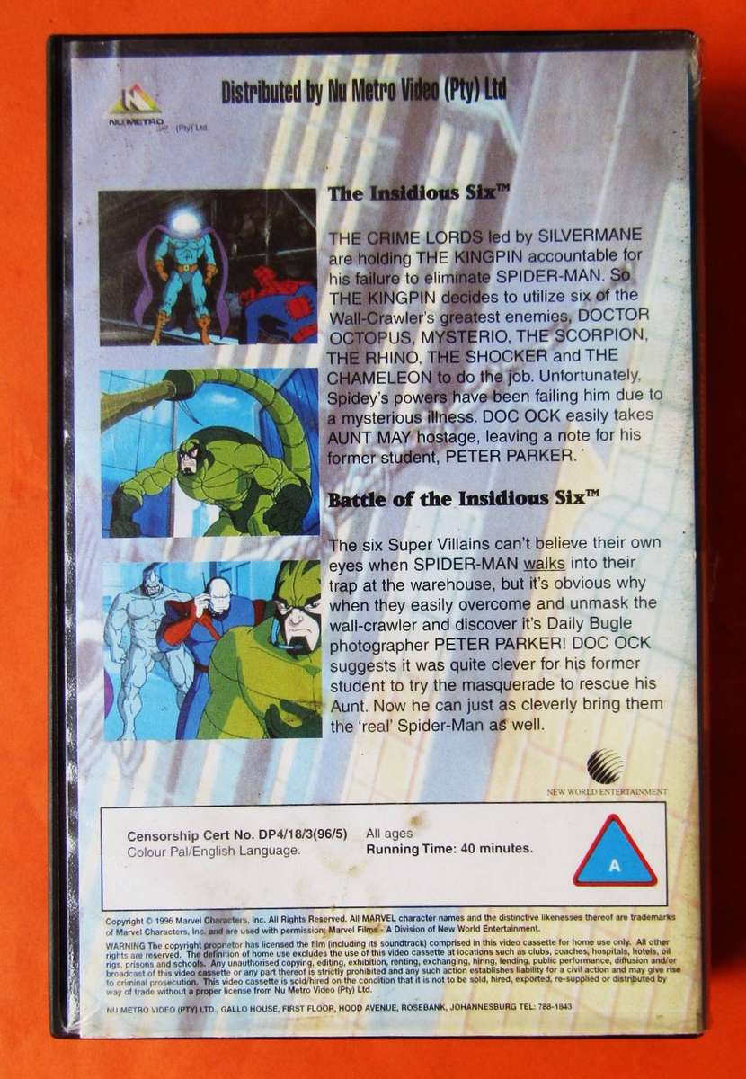 Spiderman - The Insidious Six - VHS Video Tape (1996)