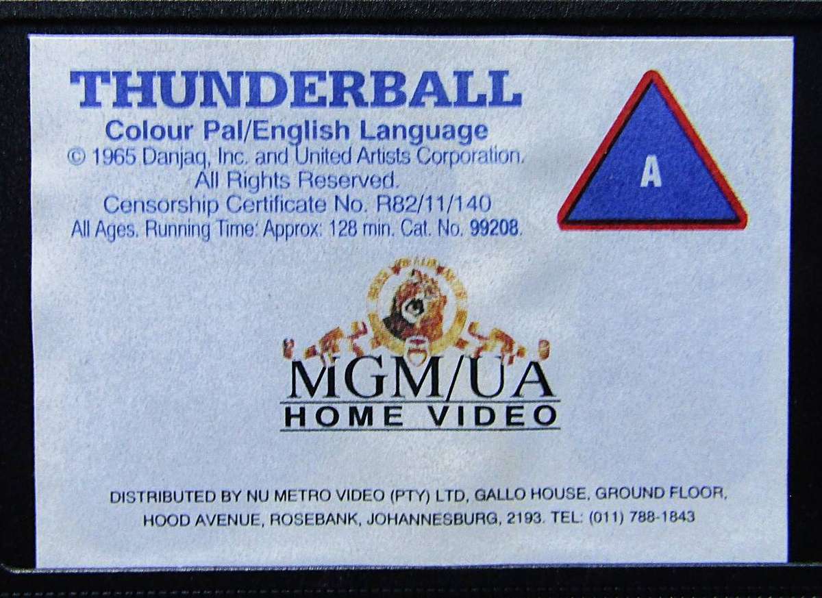 Thunderball - James Bond 007 - Movie VHS Tape (1995)