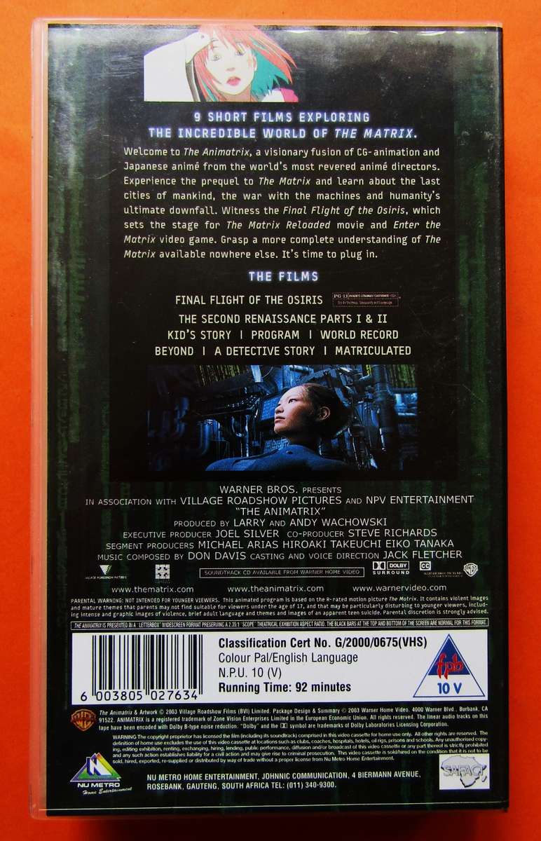The Animatrix - Anime Movie VHS Tape (2003)