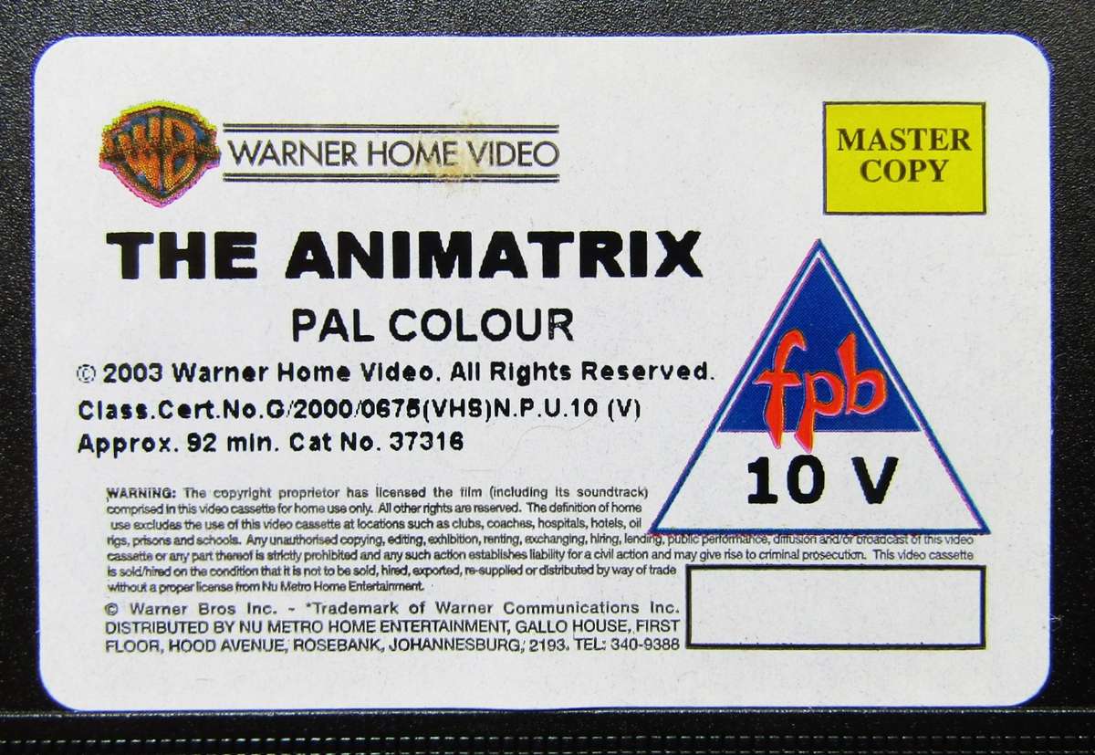 The Animatrix - Anime Movie VHS Tape (2003)