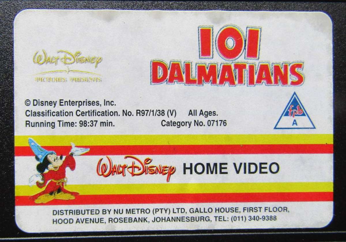 101 Dalmatians - Disney Movie VHS Tape (1997)