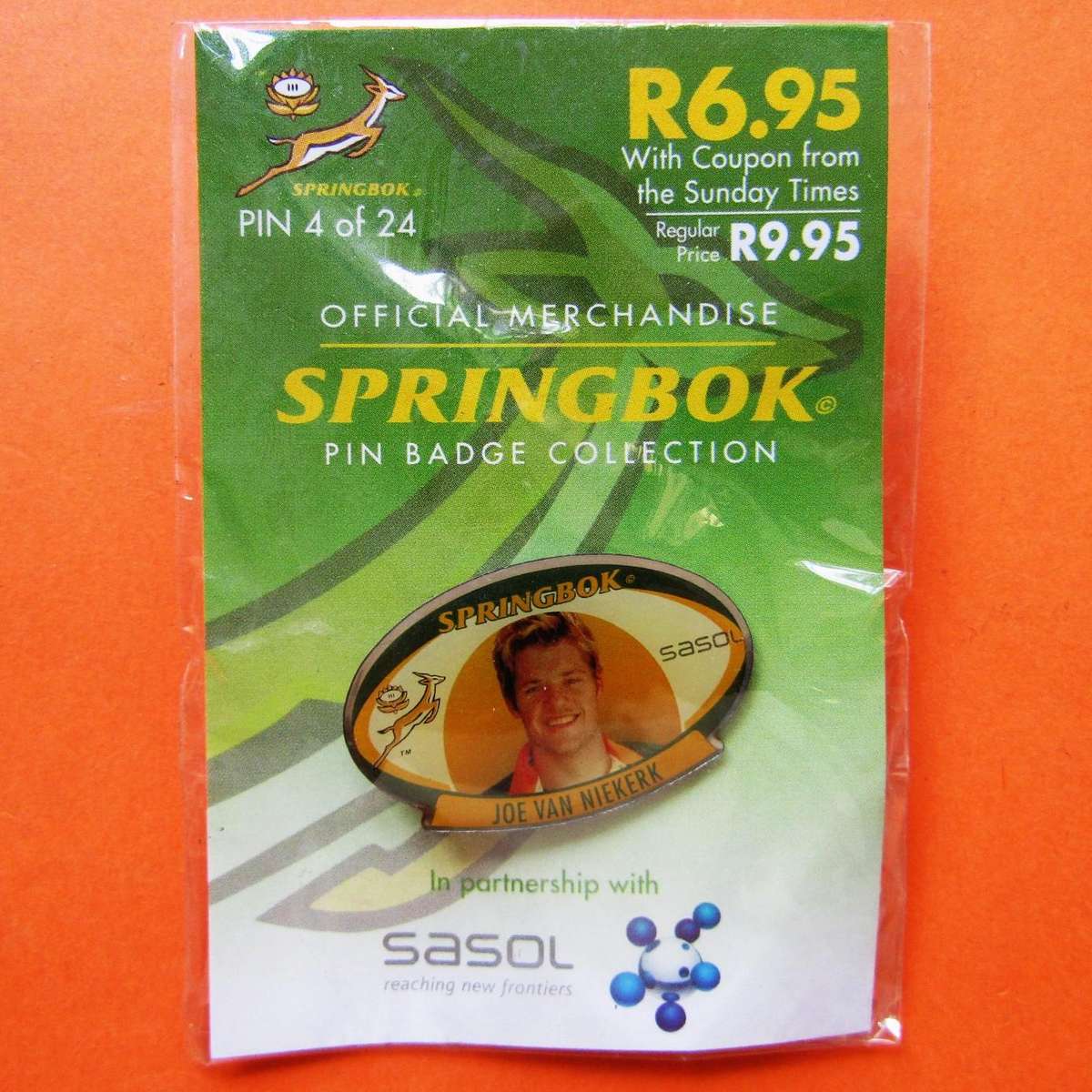 Joe van Niekerk Springbok Rugby Pin Badge