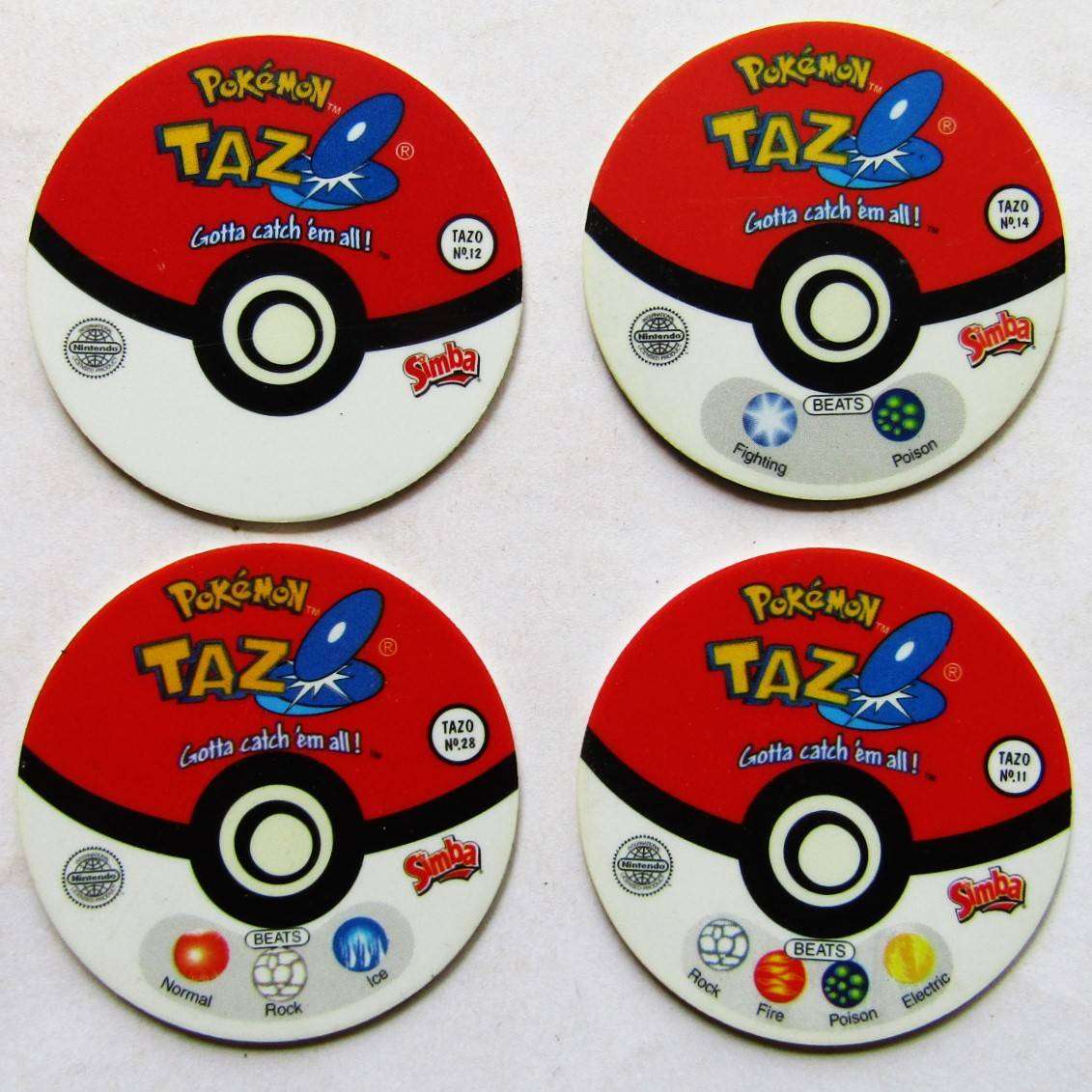 Lot of 4 Pokemon Tazo 1 Slammers by Simba