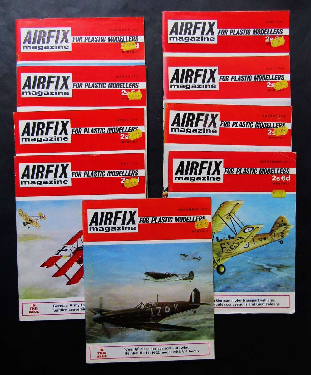 9 Airfix Magazines from 1970