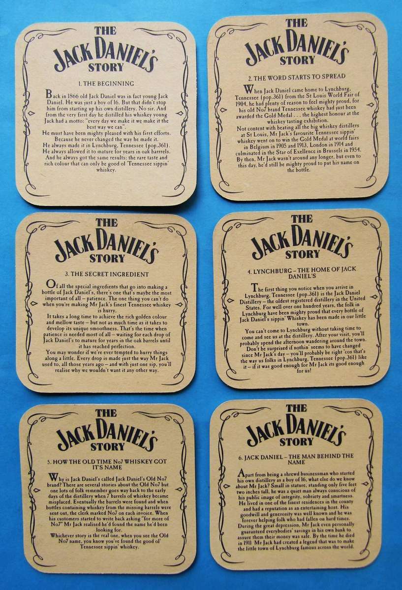 The Jack Daniel's Story - Set of 6 Whiskey Coasters