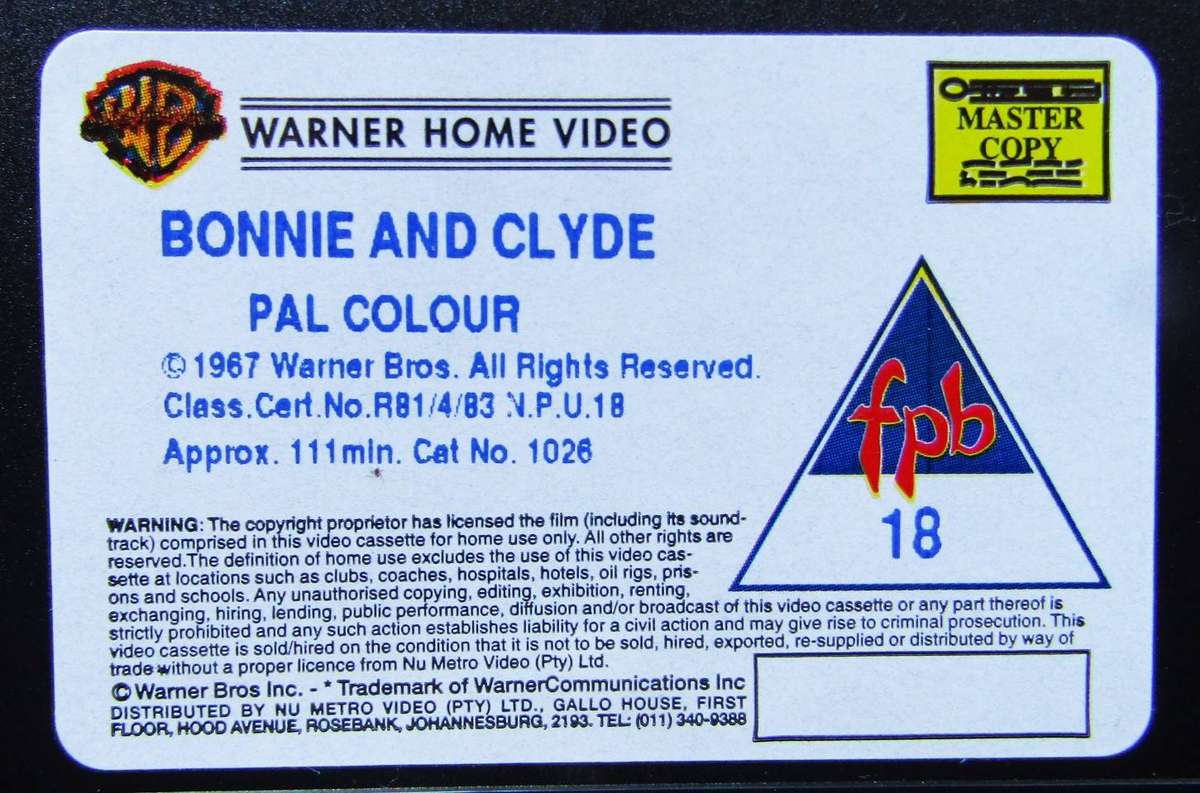 Bonnie and Clyde - Movie VHS Tape (1998)
