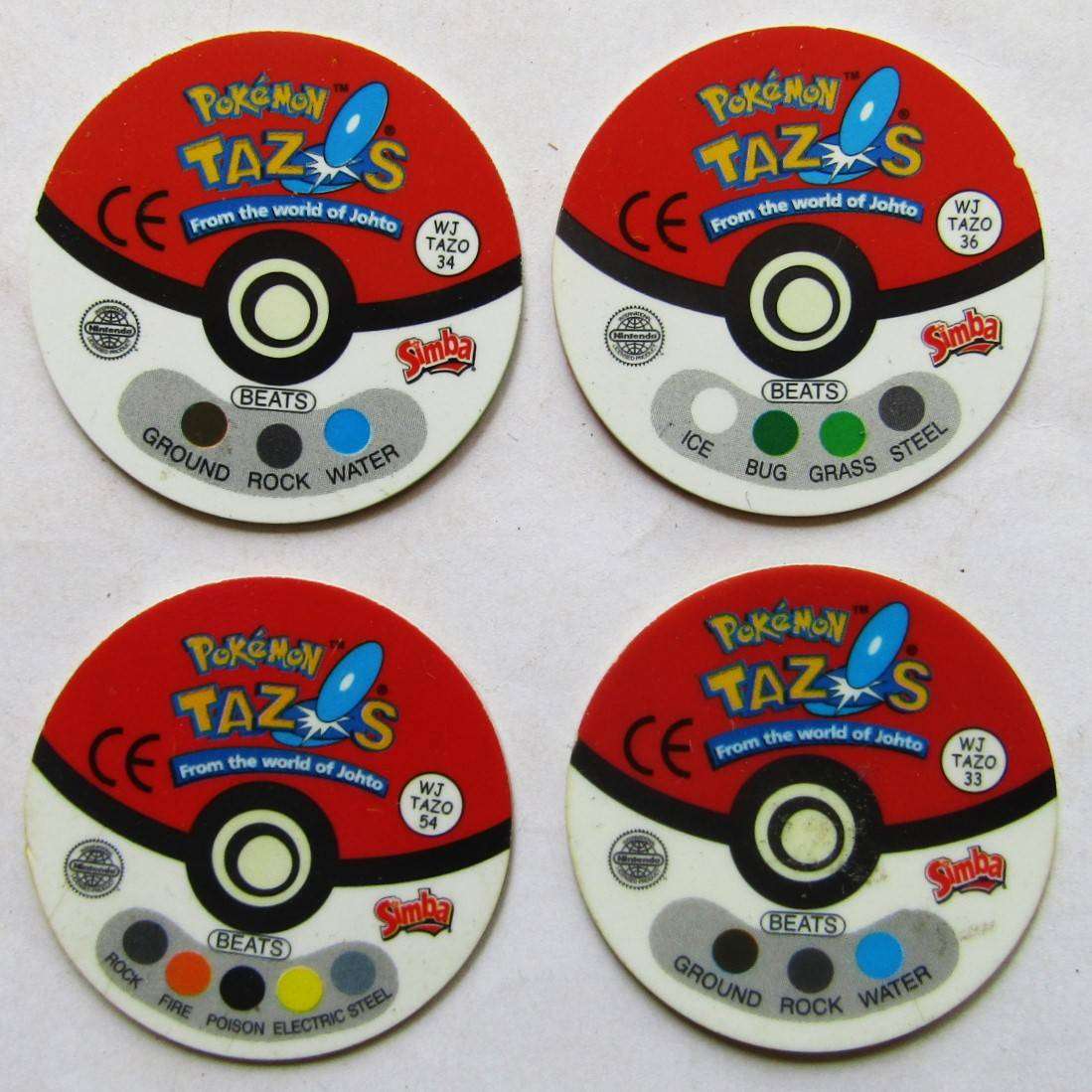 Lot of 4 Pokemon WJ Tazos by Simba