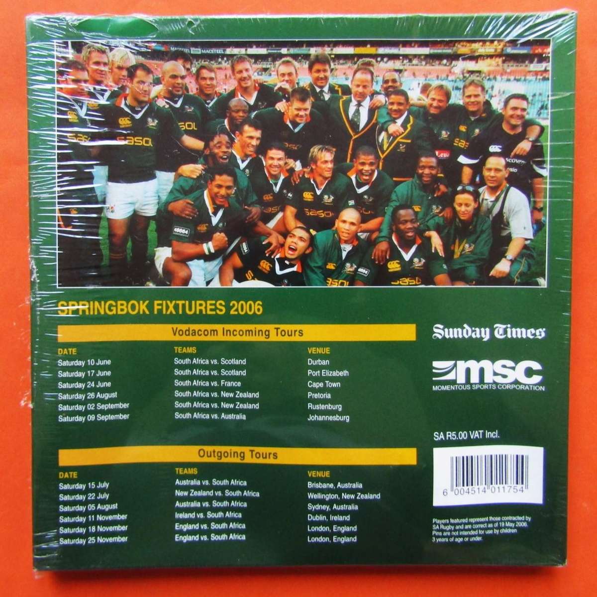 2006 Springbok Rugby Pin Badge Collection Album