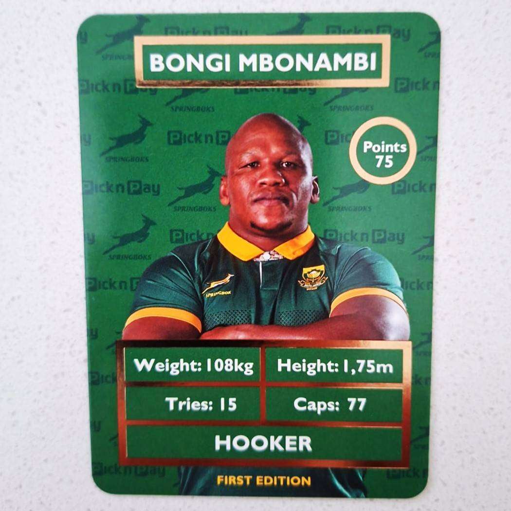 Bongi Mbonambi - New Pick 'n Pay Springbok Rugby Trading Card