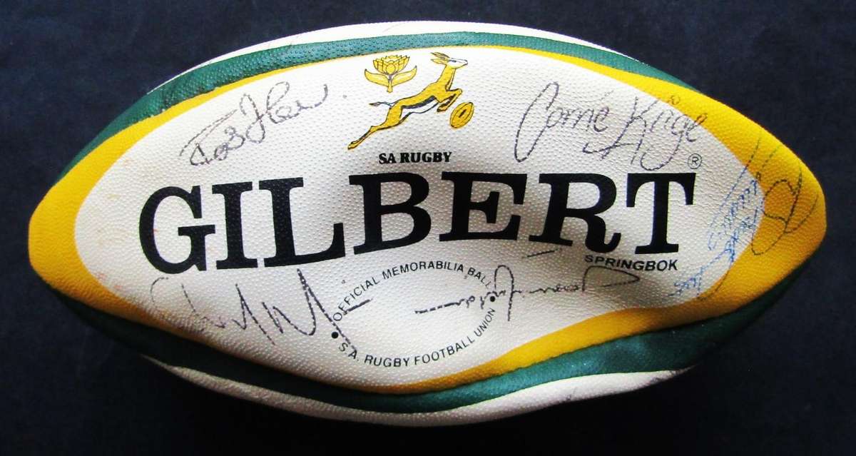 Old Signed Midi Size Springbok Rugby Ball