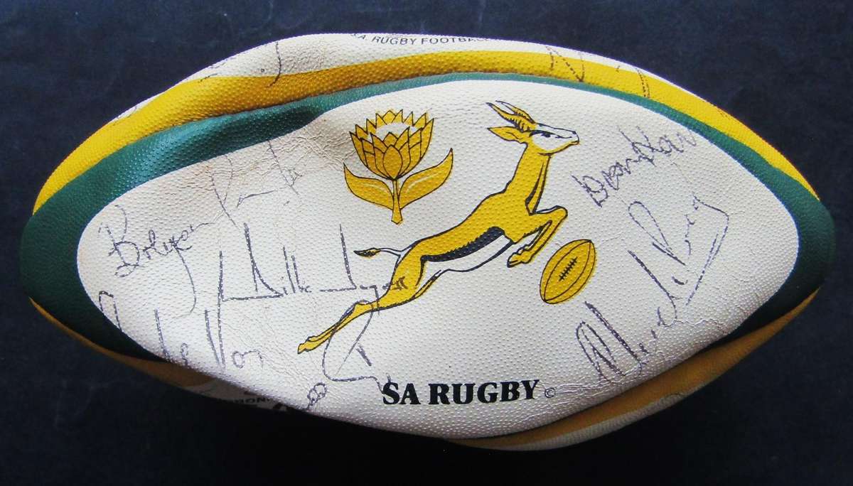 Old Signed Midi Size Springbok Rugby Ball