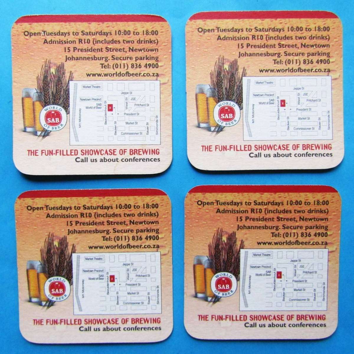 4 Old SAB World of Beer Coasters