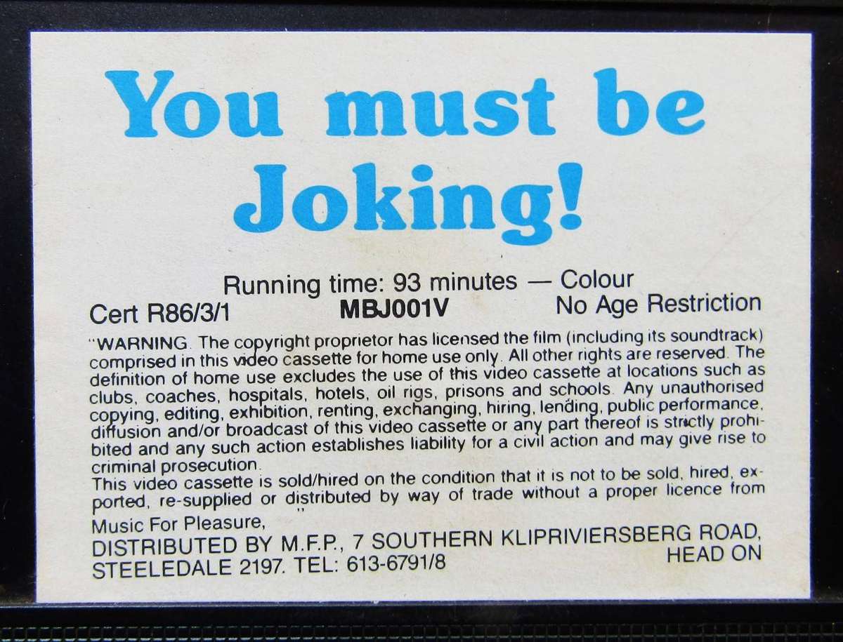 You must be Joking! - Leon Schuster - Movie VHS Tape (1986)