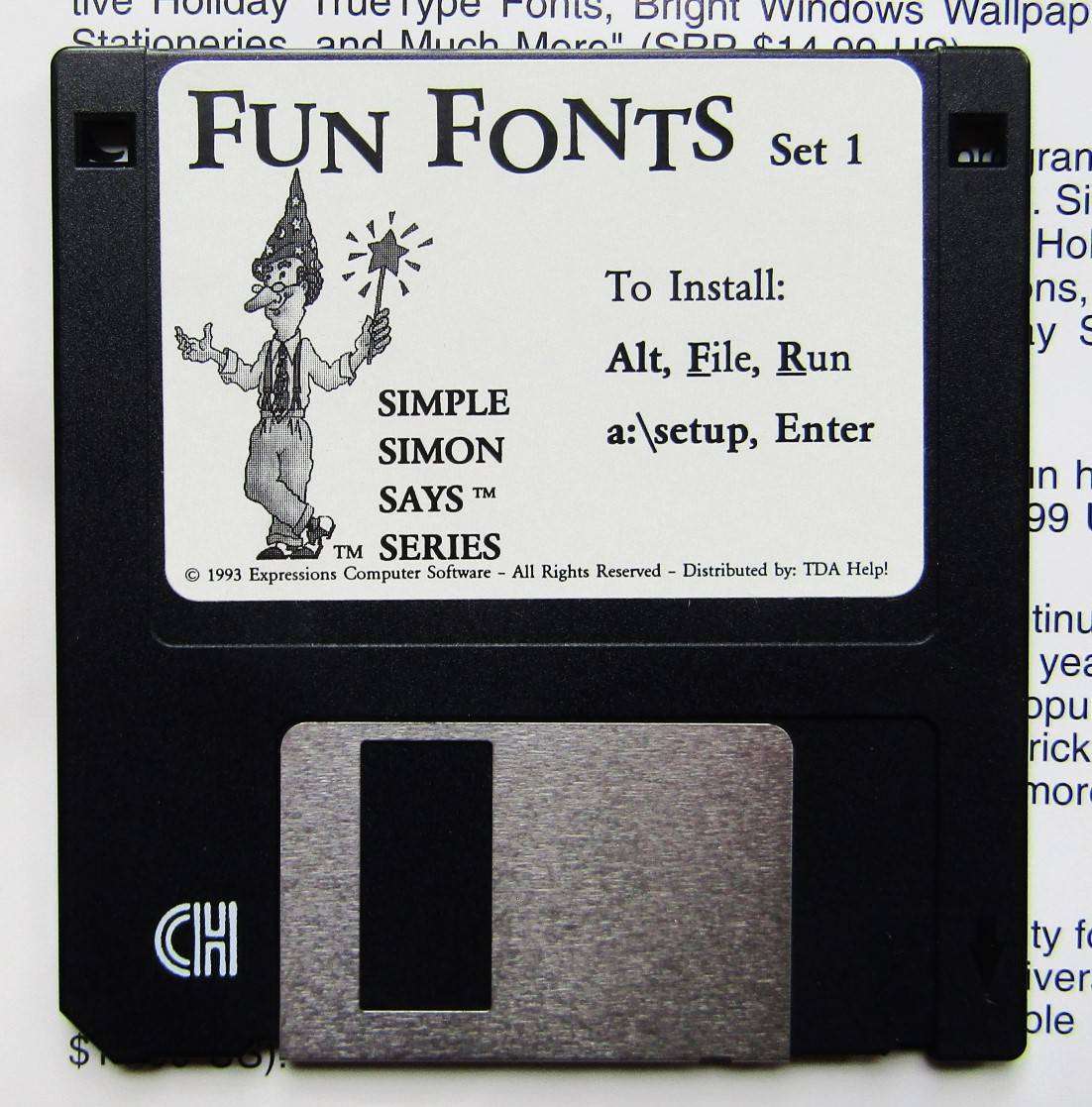 Vintage - Simple Simon Says Fun Fonts - PC Software Program (1993) for ...