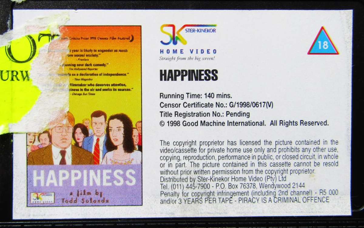 Happiness - Dark Comedy Movie VHS Tape (1998)