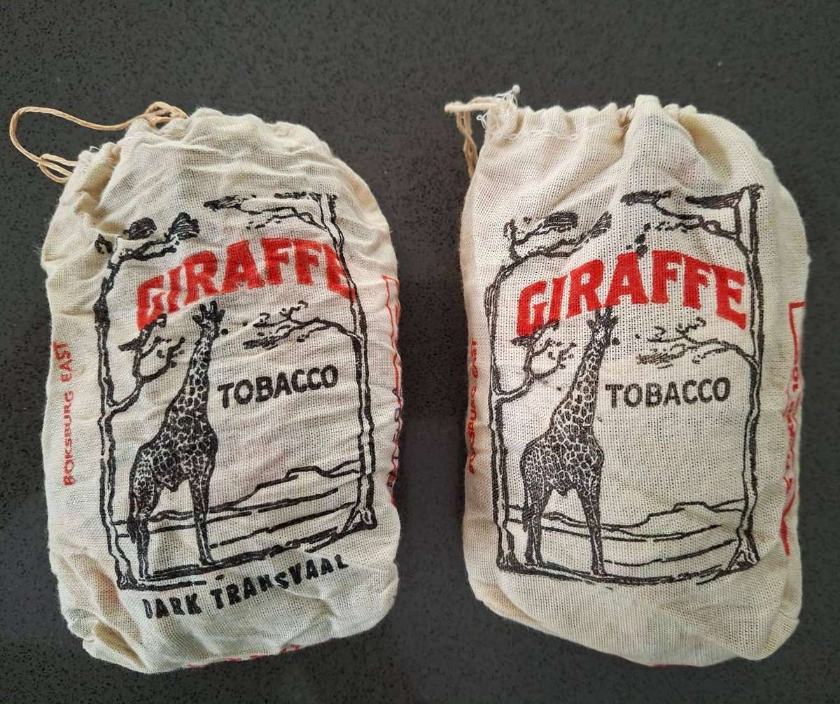 2 Vintage Giraffe Tobacco Bags - Empty