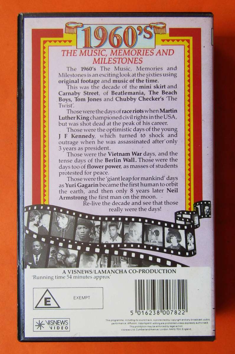 1960's Music, Milestones & Memories - VHS Video Tape